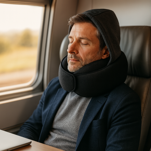 Memory foam travel neck pillow, ergonomic U-shape